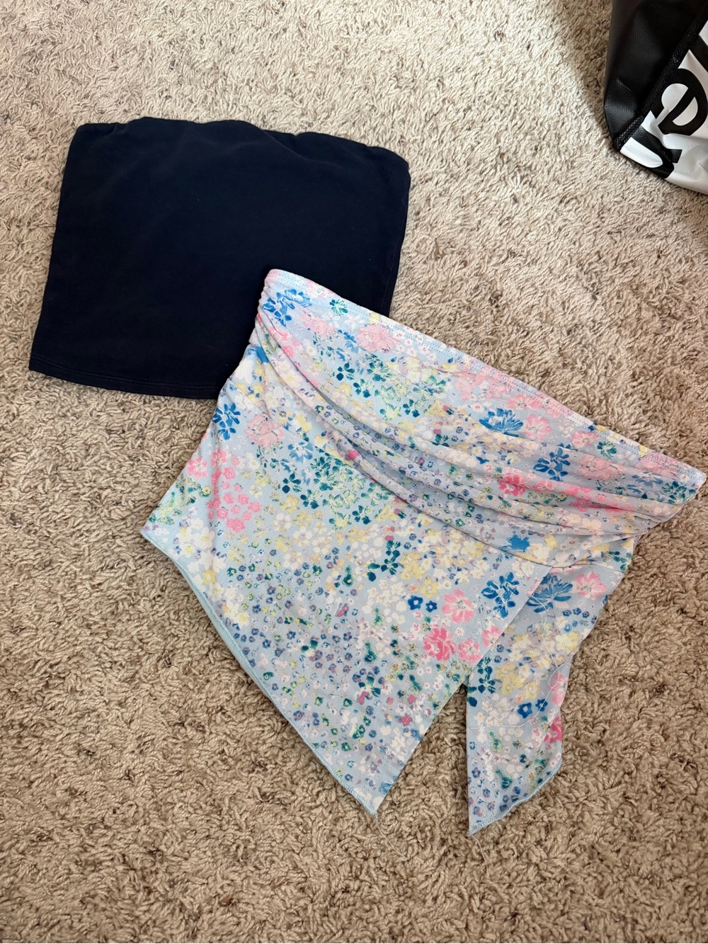 Girls Floral Wrap Skirt and Black Tube Top Set